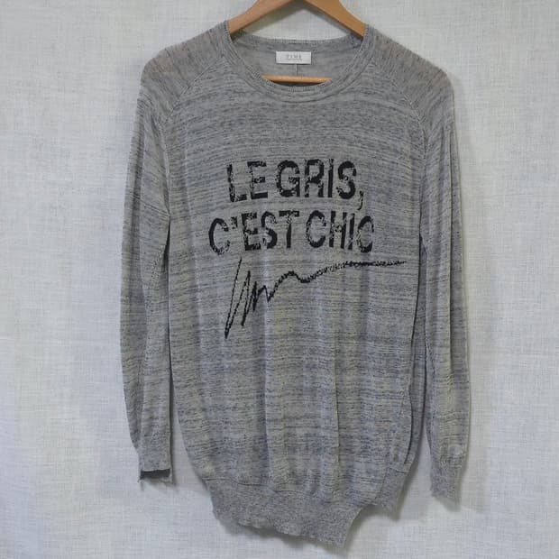 타임 한섬 정품 린넨 니트 여름 긴팔 얇은 그레이 여성 90 44 55