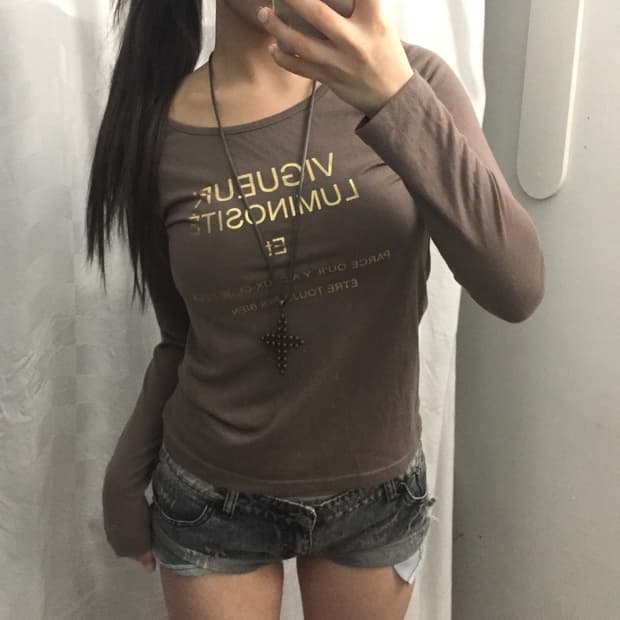 Glacier 고스펑크 갸루 브라운 롱슬리브