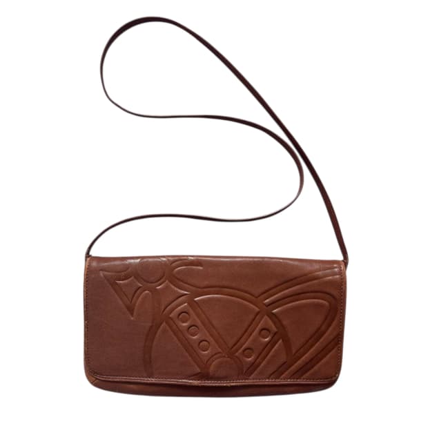 비비안 웨스트우드 오브 형압 레더 숄더백