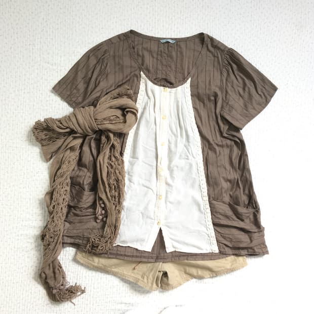 JPN/ 모리걸반팔블라우스 모리룩반팔블라우스 레이어드반팔블라우스