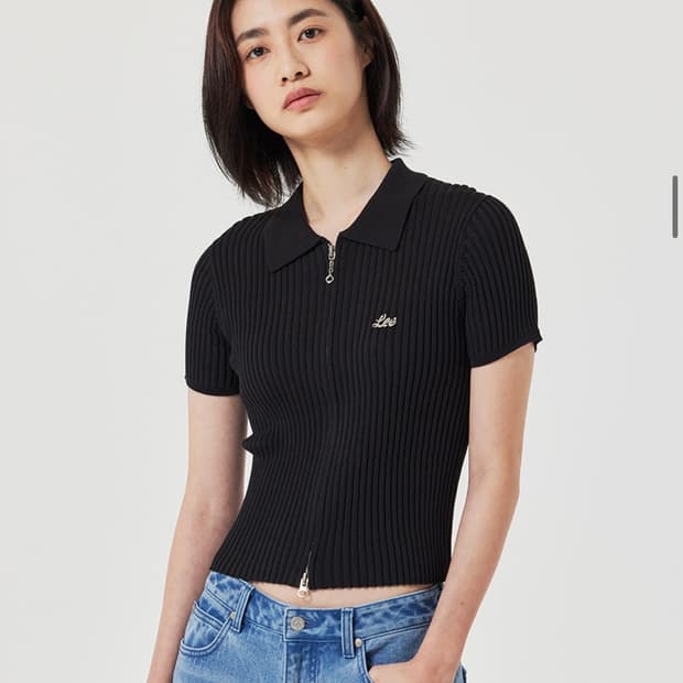 Lee 우먼 카라 슬림 집럽 가디건 블랙