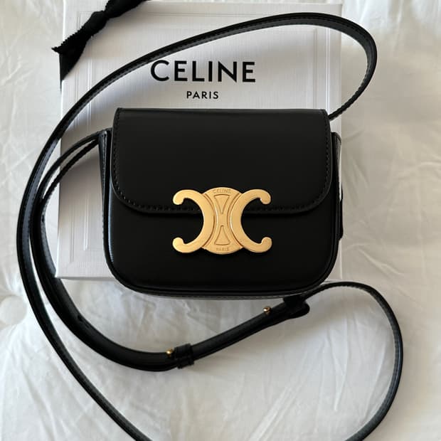 *풀박스* 셀린느 미니 클로드 샤이니 카프 스킨 블랙