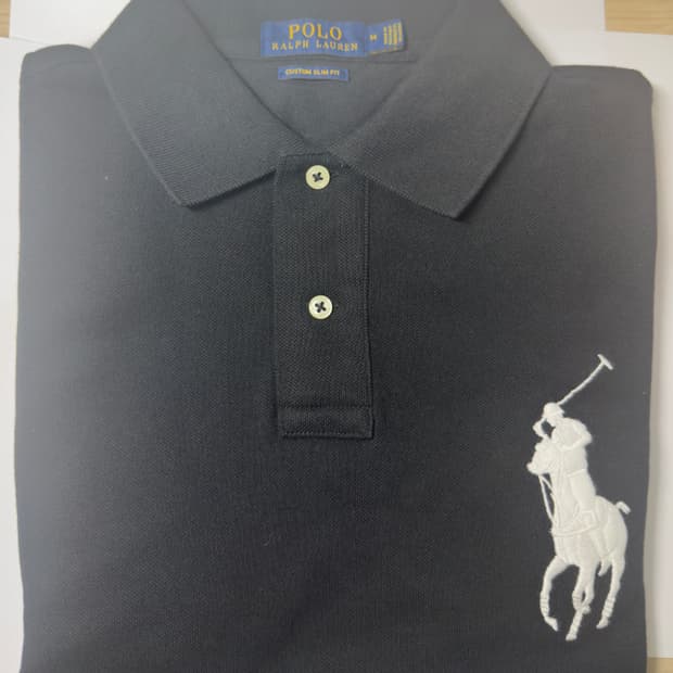 [S급] 폴로 랄프로렌 빅포니 커스텀 슬림핏 카라티 (블랙)