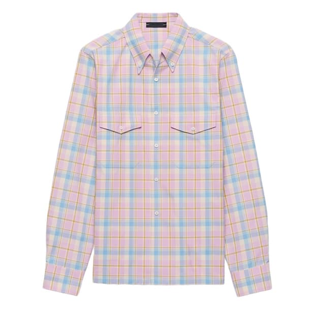 프라다 25fw 핑크체크셔츠
