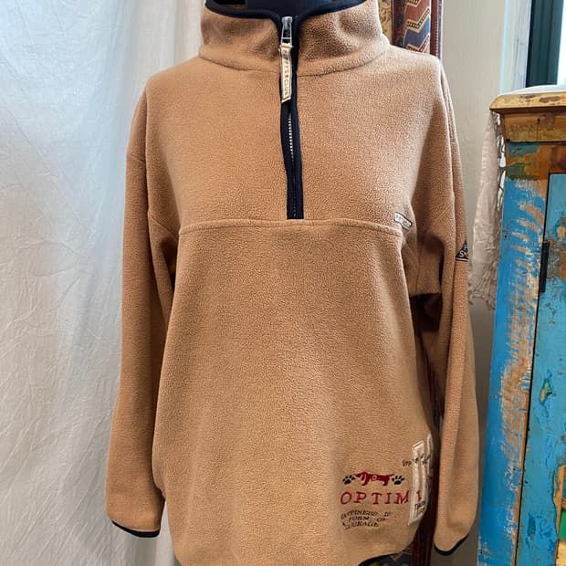 PUPPY CLUB 브라운 플리스 하프집업탑(L)