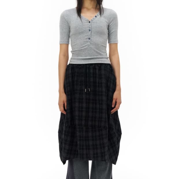 파히섬 체크 벌룬 스커트