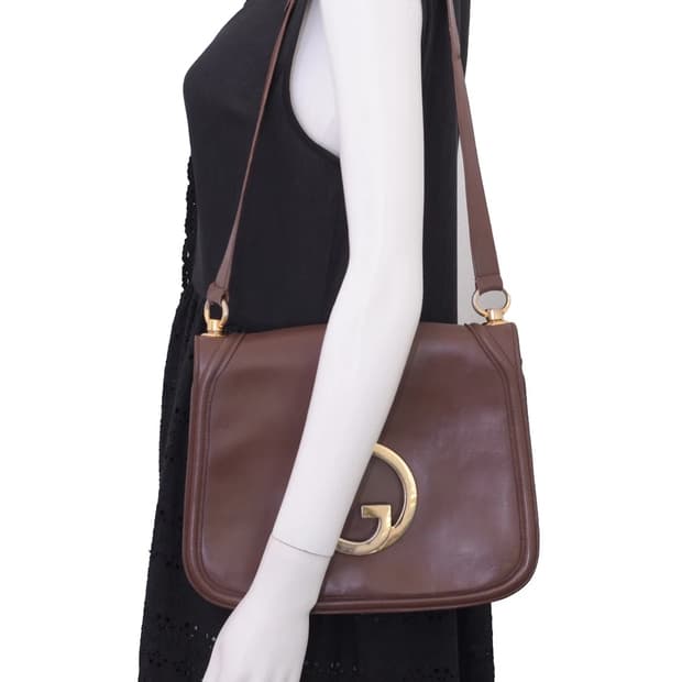70s 구찌 빈티지 빅 G 로고 숄더백 브라운