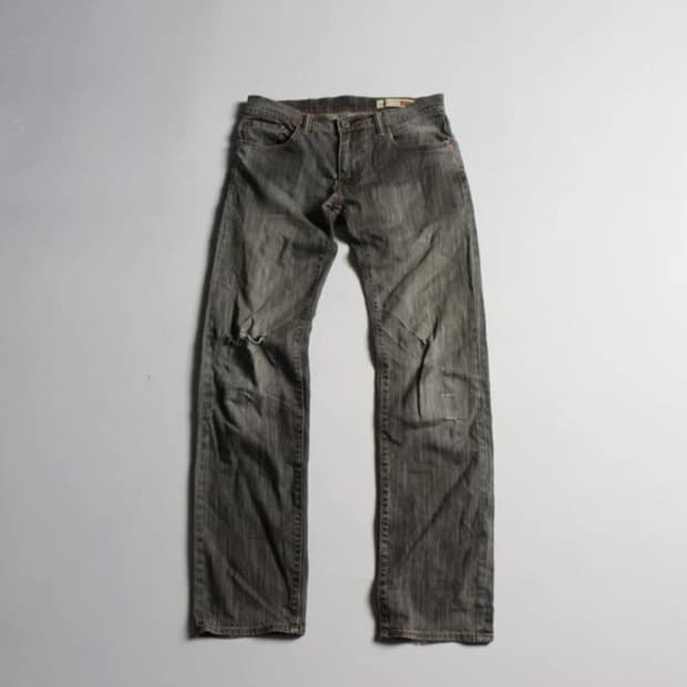 리바이스 502 그레이 데미지 데님 팬츠