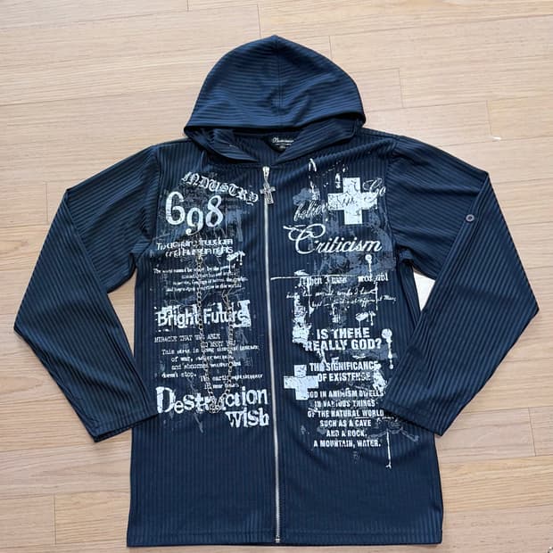 일본빈티지 Y2K 펑크 레터링 후드집업