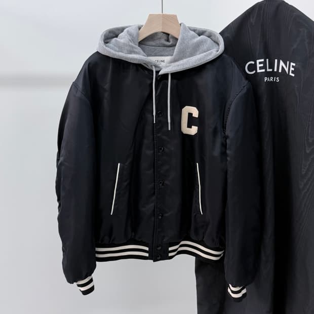 [S+급/50] 셀린느 테디 후드 백로고 봄버 바시티자켓
