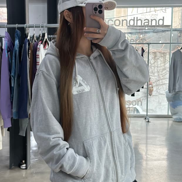 팔라스 코튼 후드자켓 멜란지그레이