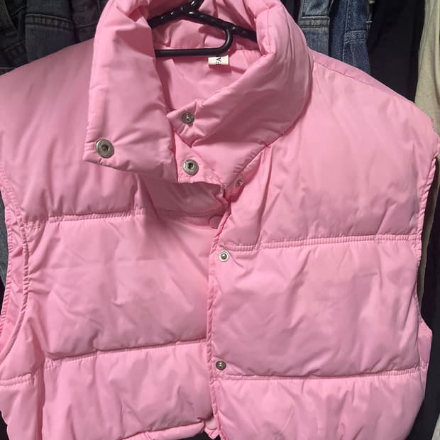 핑크 패딩 조끼