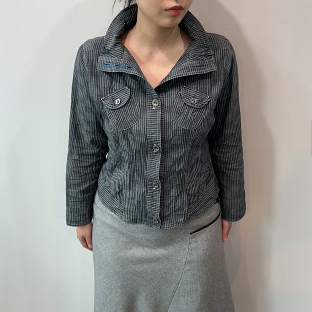 스트라이프패턴 셔츠자켓