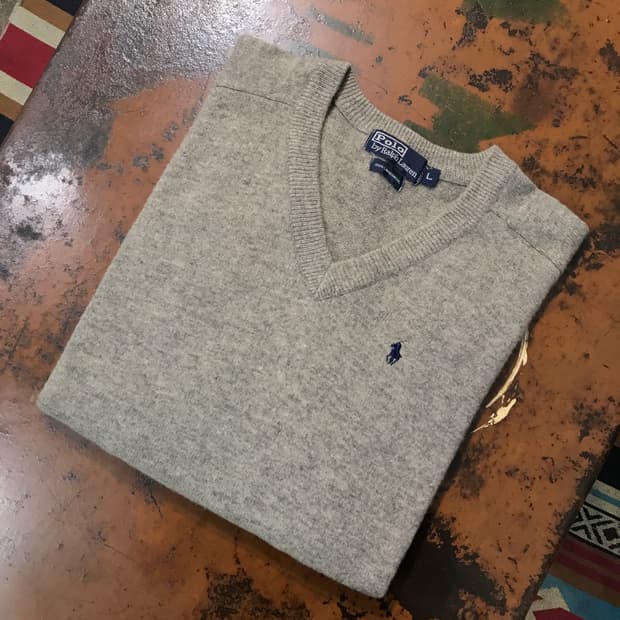 폴로랄프로렌 그레이 브이넥 울 니트 남성 105 110