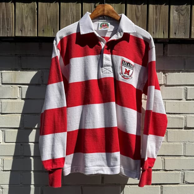 [S]BARBARIAN 바바리안 캐나다제 레드 스트라이프 럭비 티셔츠