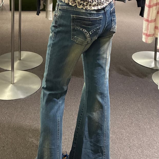 28)Jaba Jeans 빈티지 여성 비즈 디테일 부츠컷 데님팬츠