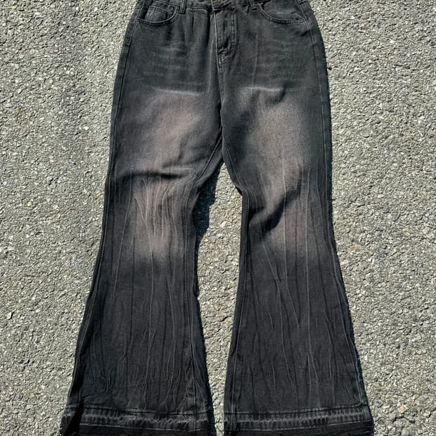 Black Denim Boot-cut Pants