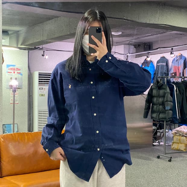 폴로 랄프로렌 클래식핏 자수로고 네이비 셔츠  B3739 