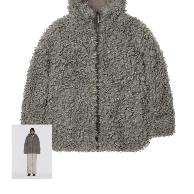 웰빙익스프레스 퍼 후디 자켓 그레이 S