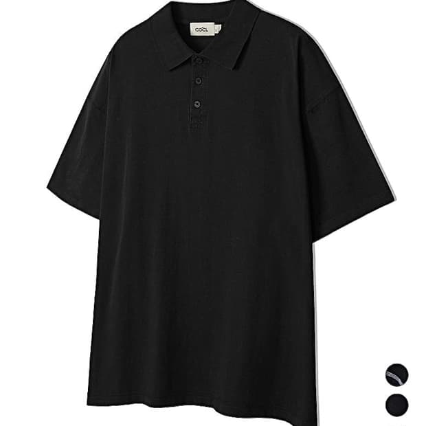 새상품 택포가격 커스텀어클락 피그먼트 절개카라 숏슬리브 티셔츠 블랙 L