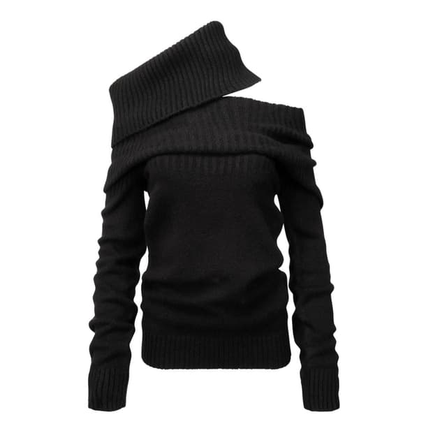 [NACHE] 2-WAY SHAWL KNIT BLACK