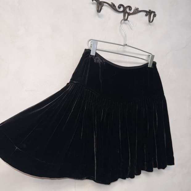 Polo Ralph Lauren black velvet pleats sk