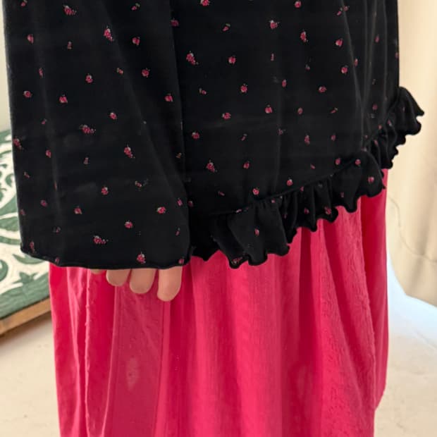 일본빈티지 잔꽃 셔링 롱슬리브