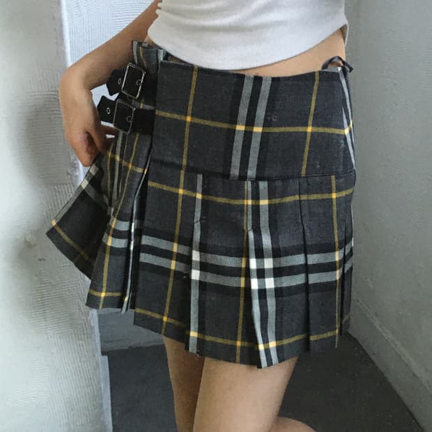 Burberry 버버리 블루라벨 차콜 체크 미니 스커트