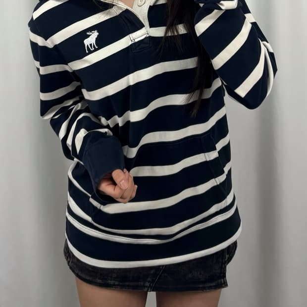 아베크롬비 네이비 스트라이프 후드