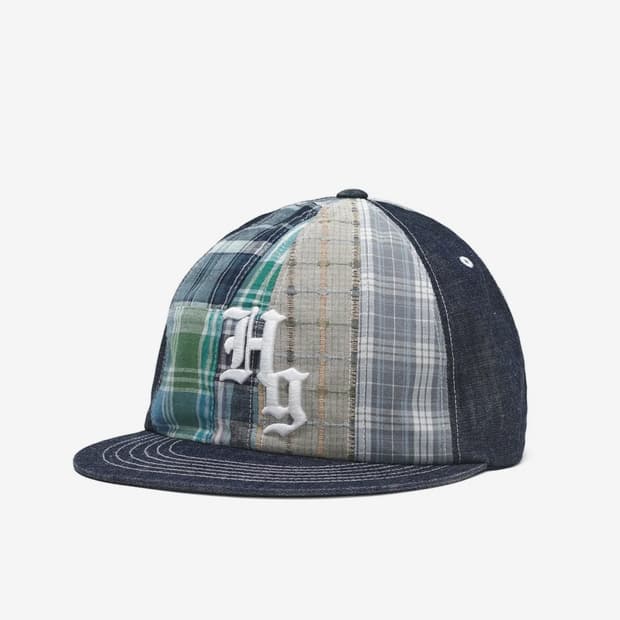 당일배송) 허그유어스킨 패치워크 데님 스냅백 블루