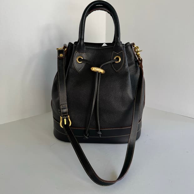 Marie Claire Paris Gold Logo Bucket Bag 