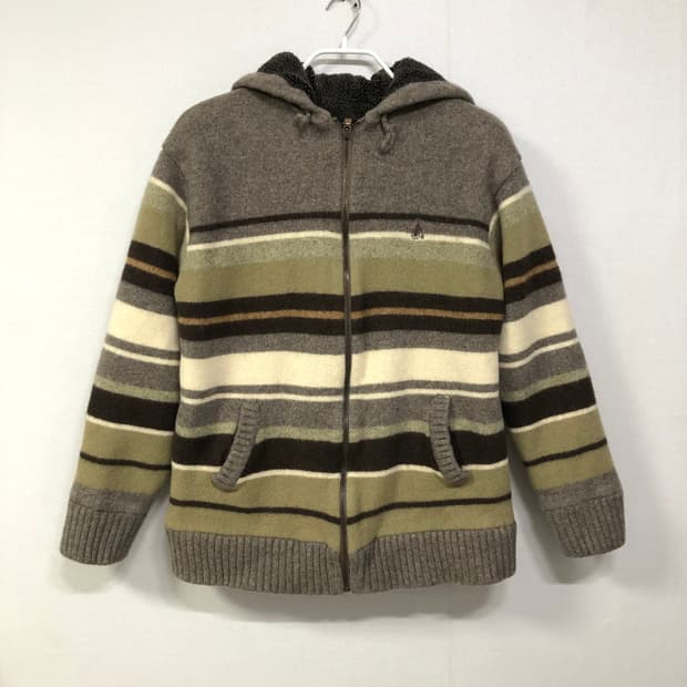 빈폴 여성 두툼한 양털 퀼팅 안감 니트 후드집업 _ 코코아