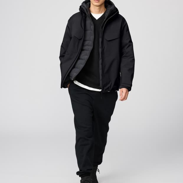 유니클로c 블록테크파카 블랙 라지