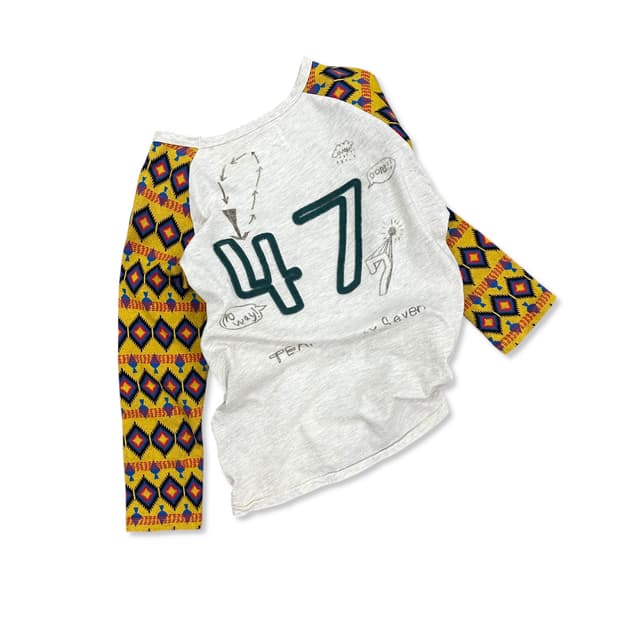 Hand-Drawn Graphic Knit Sleeve Tee