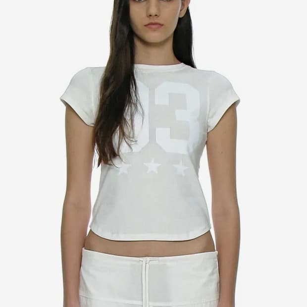 93 차오 프린티드 숏 슬리브 티_화이트