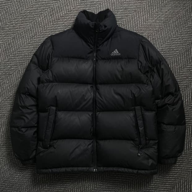 아디다스 자수로고 유니 덕 다운 푸퍼 패딩 블랙o 4616