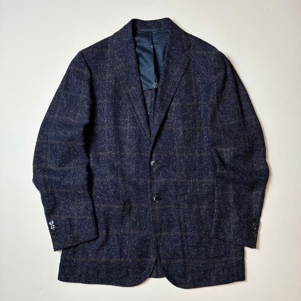 스틸레 라티노 란스미어 린넨 체크 핸드메이드 블레이저 PN8281