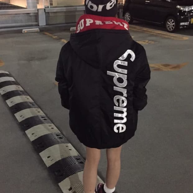 슈프림 15fw 투톤 후드 사이드라인 자켓 xl
