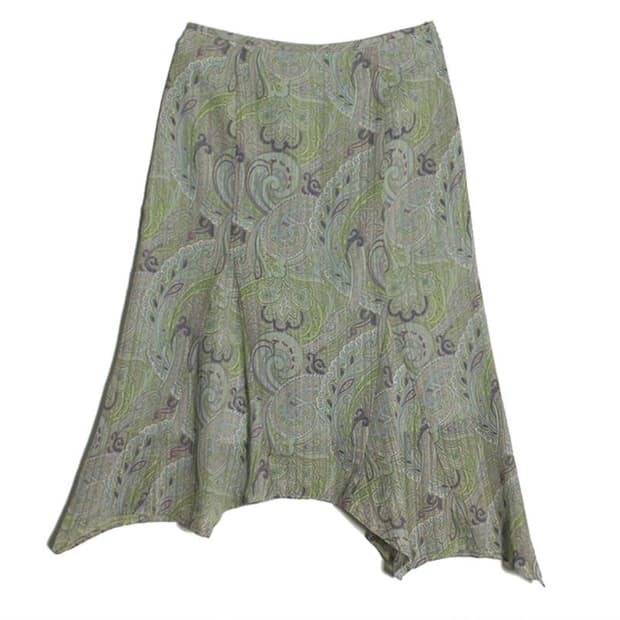 민트 쉬폰 페이즐리 스커트