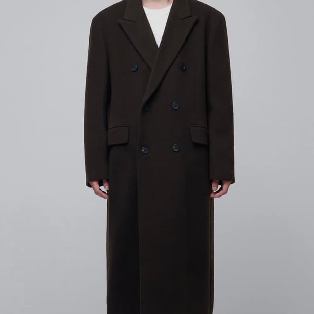 [2XL] 무신사스탠다드 캐시미어 블랜드 대디 롱 더블 코트 다크브라운