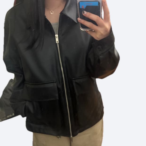 🖤라퍼지스토어 레더 미니멀 투웨이 블루종 자켓🖤