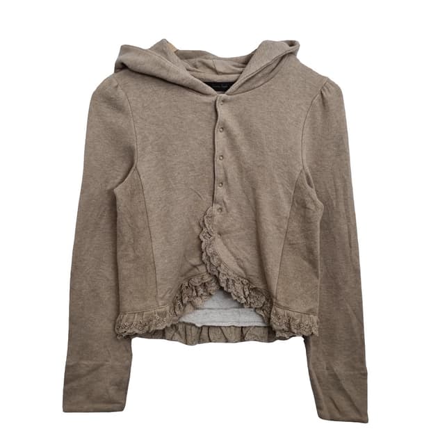 프랑슈립페 레이스 프릴 후드 가디건 