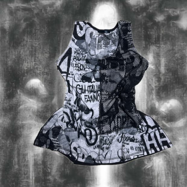 Punk pattern zipper sleeveless