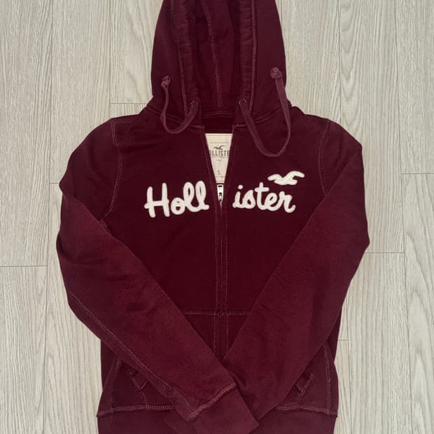 홀리스터 버건디 딱붙핏 후드집업 s