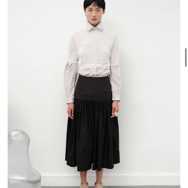 아모멘토 Shirring Culotte Pants, Black
