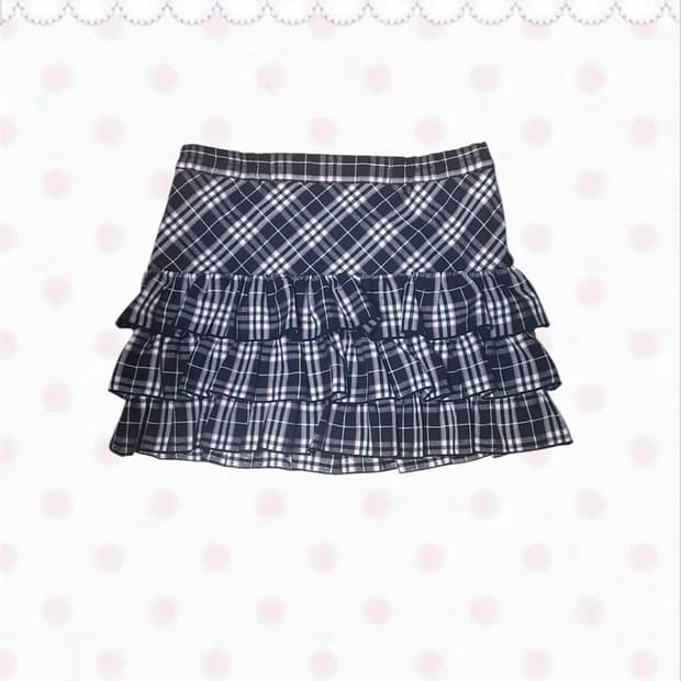 빈티지 블랙핑크 은사 캉캉 미니 스커트