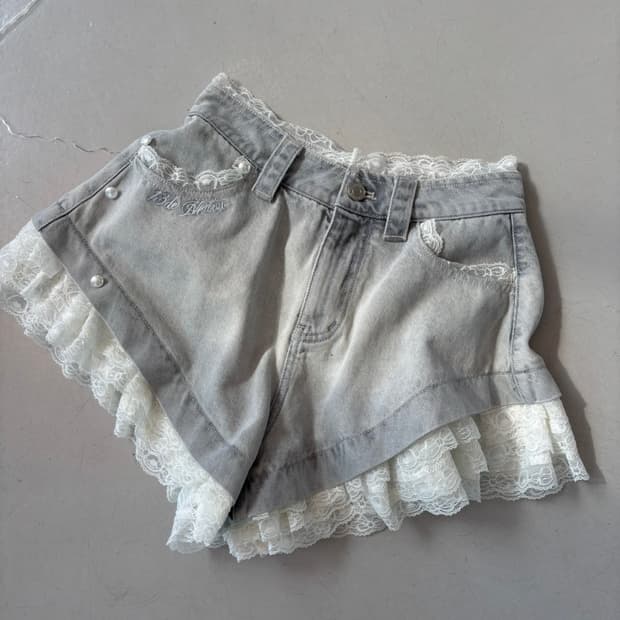 (New) 13de Marzo Lace Denim Shorts