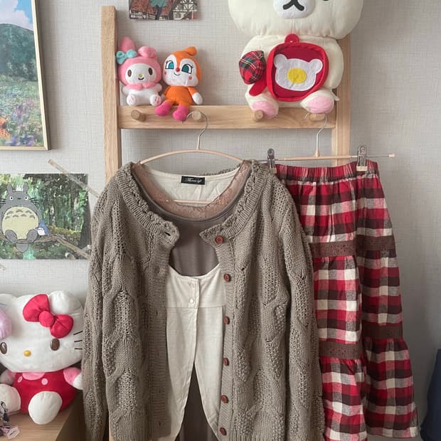 모리걸 빈티지 딸기초코 바선생 가디건 세트 ♥️🤎