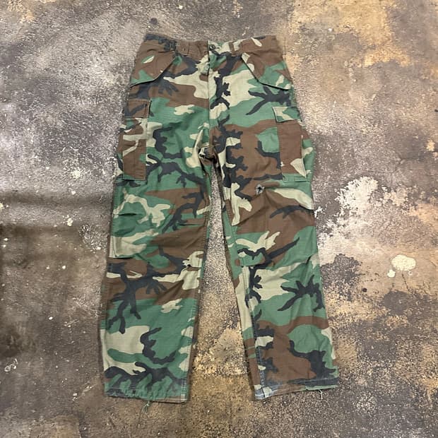 빈티지 80s M65 우드랜드 카모 필드 팬츠