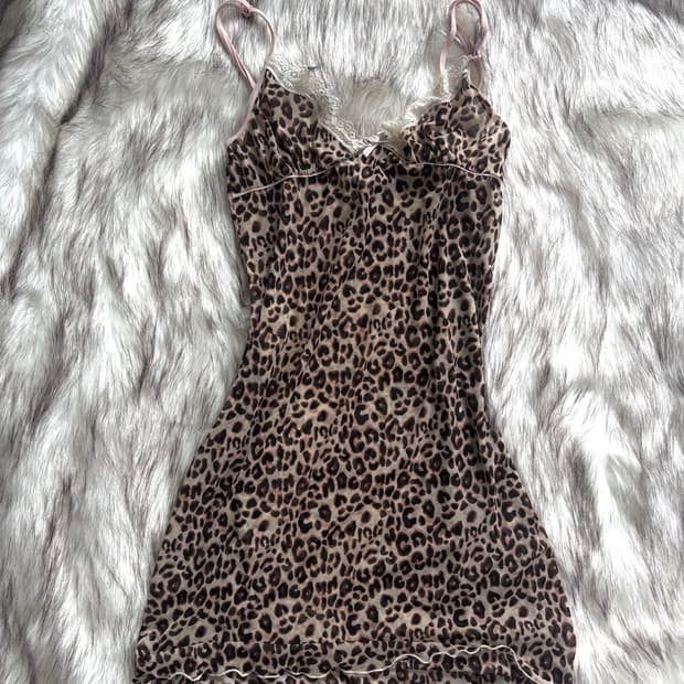 빈티지 갸루 레오파드 슬립 원피스